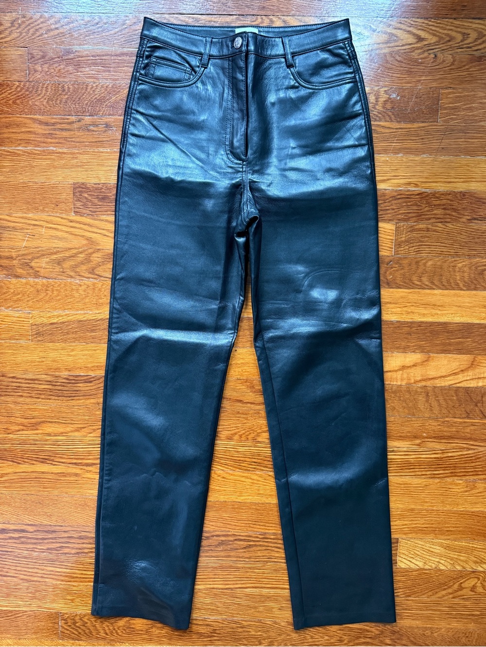 Aritzia Black Leather High-Rise Pants